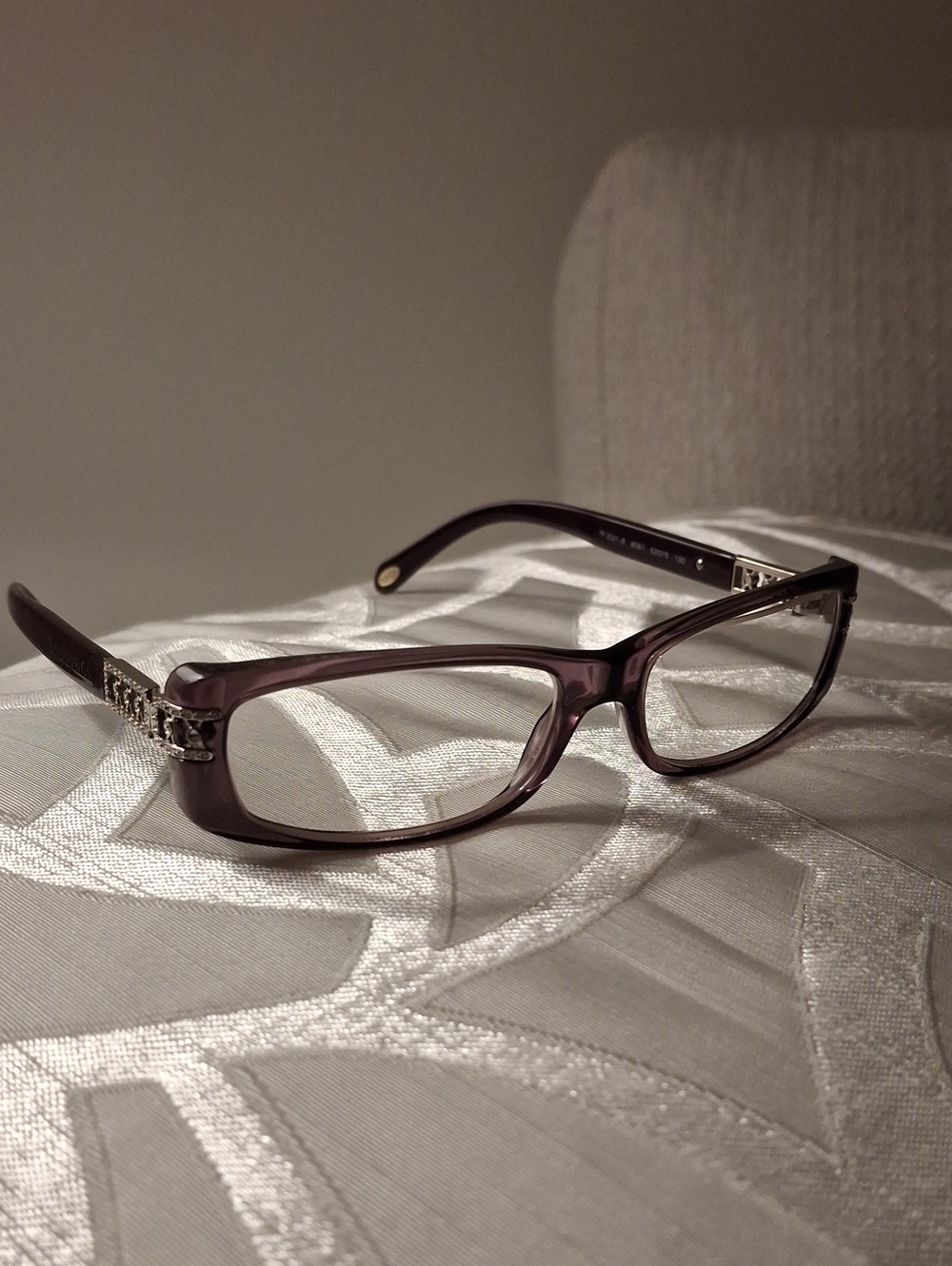 Tiffany & Co. Women's Deep Purple Eyeglass with Crystal-Studded Temples